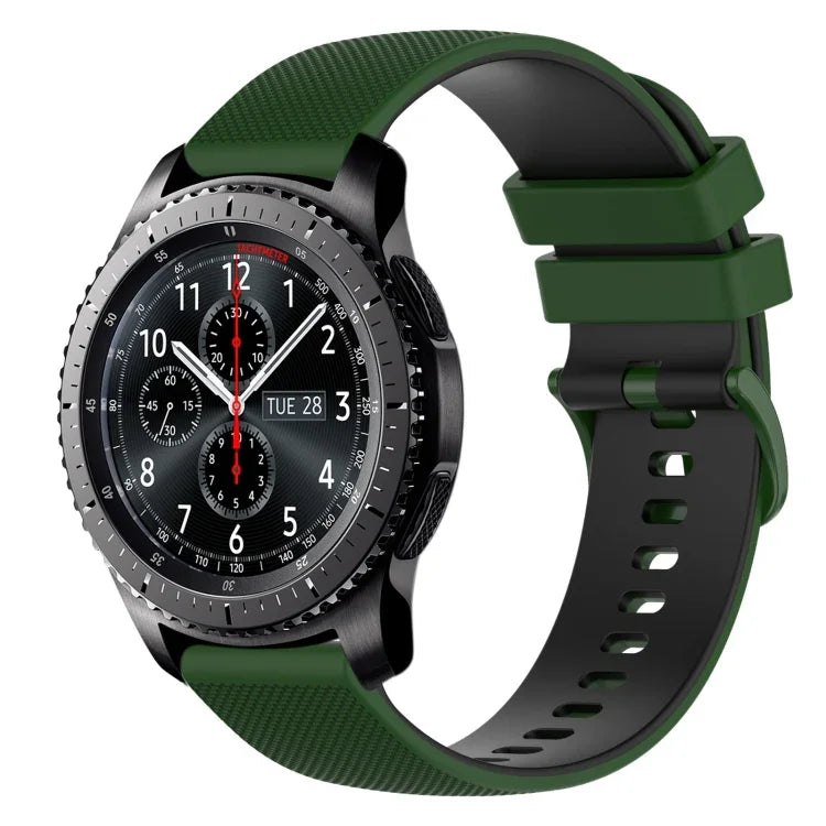 Bracelet de montre en silicone bicolore à carreaux de 22 mm, pour Samsung Galaxy Watch3 45 mm, pour Samsung Galaxy Watch 46 mm, pour Samsung Gear S3 Classic, pour Samsung Gear S3 Frontier