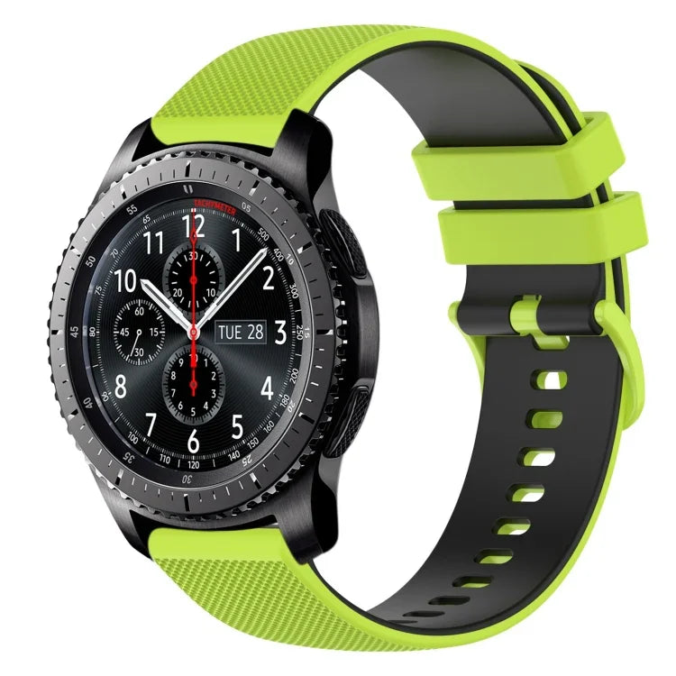 Bracelet de montre en silicone bicolore à carreaux de 22 mm, pour Samsung Galaxy Watch3 45 mm, pour Samsung Galaxy Watch 46 mm, pour Samsung Gear S3 Classic, pour Samsung Gear S3 Frontier