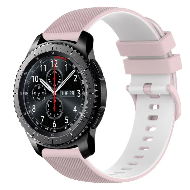 Bracelet de montre en silicone bicolore à carreaux de 22 mm, pour Samsung Galaxy Watch3 45 mm, pour Samsung Galaxy Watch 46 mm, pour Samsung Gear S3 Classic, pour Samsung Gear S3 Frontier