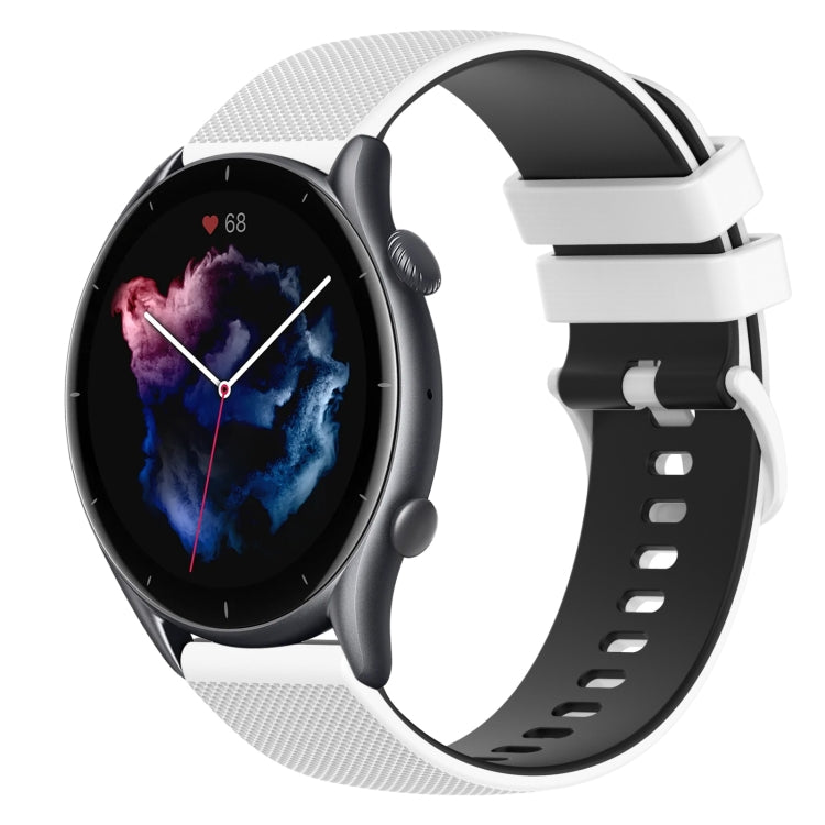 22mm Checkered Two-Color Silicone Watch Band, For Amazfit 3, For Amazfit GTR 47mm, For Amazfit Pace, For Amazfit Stratos