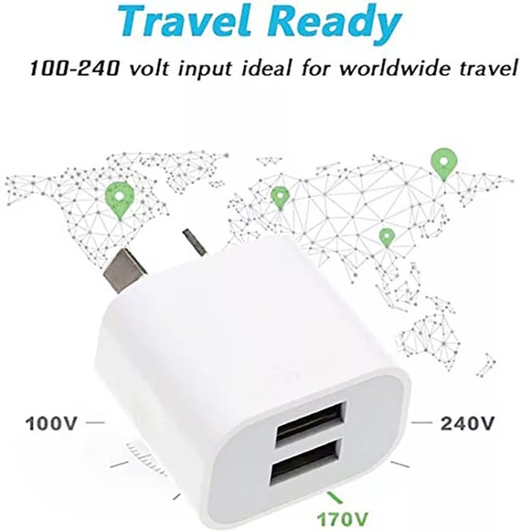 Mini chargeur USB double port avec câble de données USB vers Type-C, prise AU, prise AU + câble Type-C