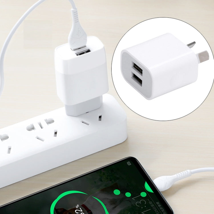 Mini chargeur USB double port avec câble de données USB vers Type-C, prise AU, prise AU + câble Type-C