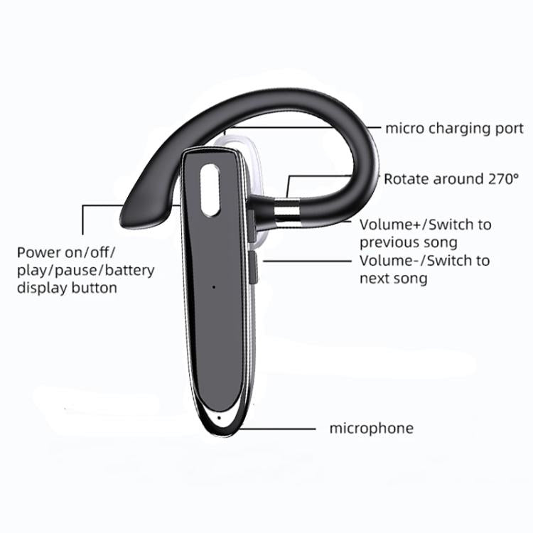 Écouteur professionnel K50 à crochet d'oreille compatible Bluetooth 5.3 avec micro