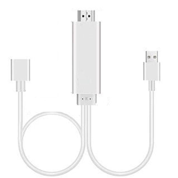 Câble adaptateur HDMI 1080P USB vers HDTV, dongle USB mâle + USB femelle vers HDMI mâle câble de mise en miroir HDTV 1080P pour téléphone/tablette et plus pour partage en streaming