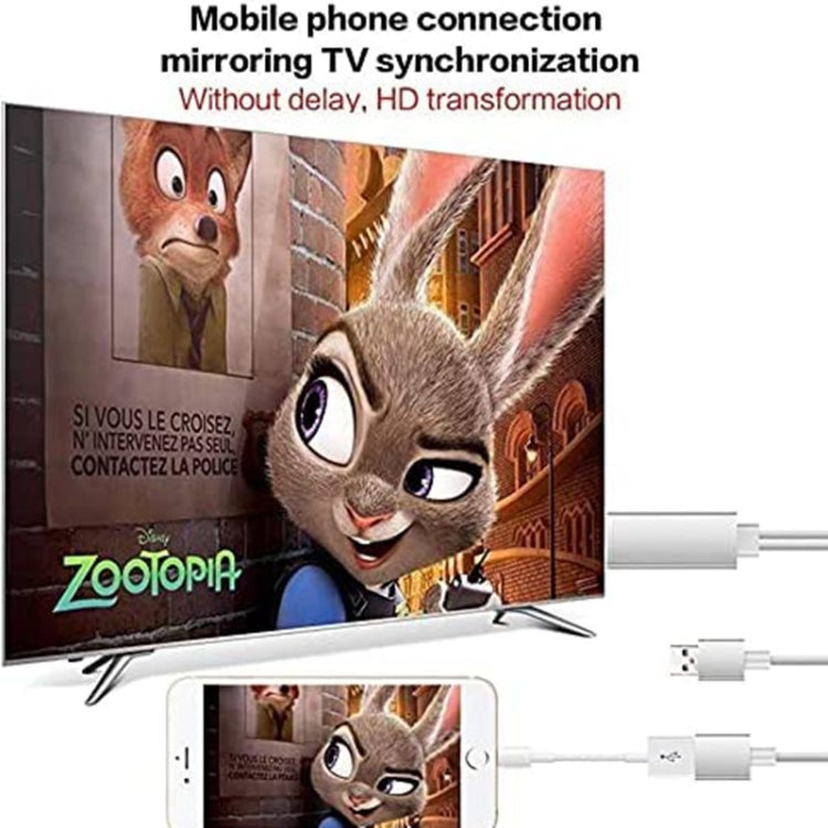 Câble adaptateur HDMI 1080P USB vers HDTV, dongle USB mâle + USB femelle vers HDMI mâle câble de mise en miroir HDTV 1080P pour téléphone/tablette et plus pour partage en streaming