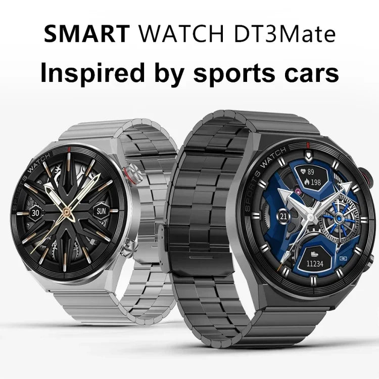 Montre connectée DT3 Mate avec écran couleur de 1,5 pouce, compatible avec la surveillance de la fréquence cardiaque et de la pression artérielle.