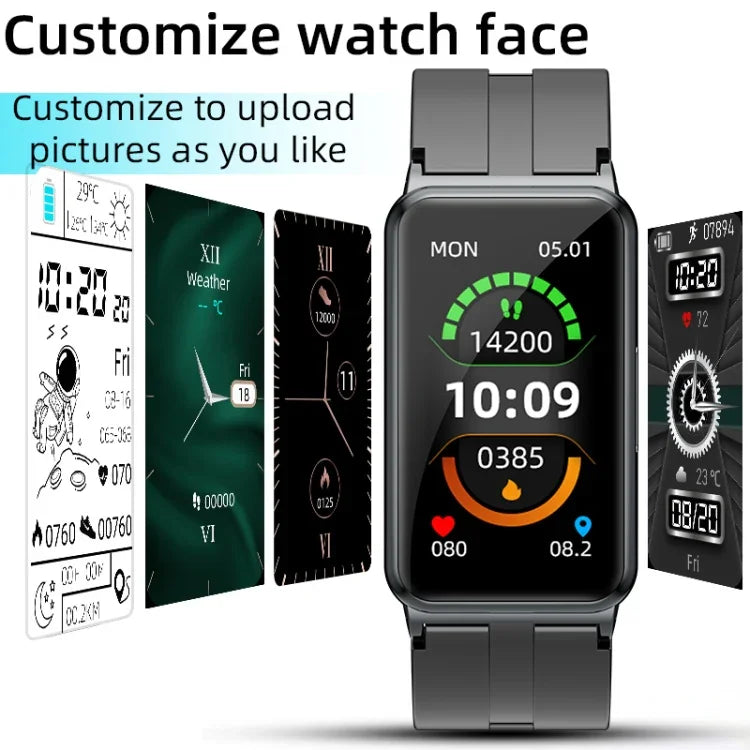 Montre connectée EP01 avec écran couleur de 1,47 pouce, compatible avec la surveillance de la fréquence cardiaque et de la pression artérielle.