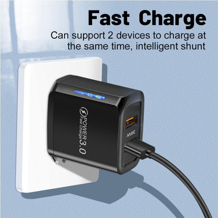 Chargeur téléphone mobile USB double port 36W QC3.0 sortie double 18W, prise EU, prise EU