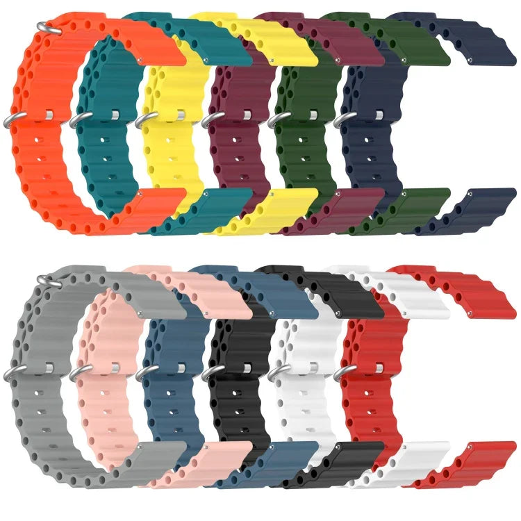 Bracelet de montre 22mm en silicone de style océan de couleur unie, pour Samsung Galaxy Watch3 45mm, pour Samsung Galaxy Watch 46mm, pour Samsung Gear S3 Classic, pour Samsung Gear S3 Frontier