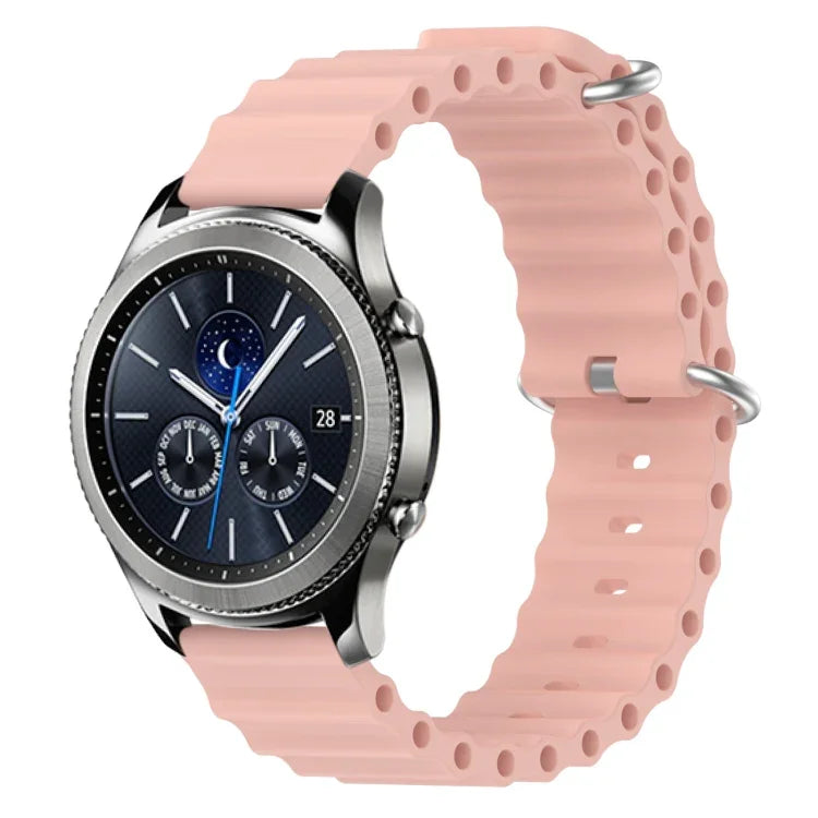 Bracelet de montre 22mm en silicone de style océan de couleur unie, pour Samsung Galaxy Watch3 45mm, pour Samsung Galaxy Watch 46mm, pour Samsung Gear S3 Classic, pour Samsung Gear S3 Frontier