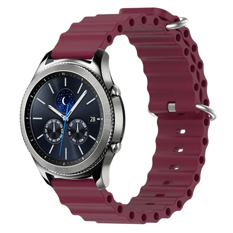Bracelet de montre 22mm en silicone de style océan de couleur unie, pour Samsung Galaxy Watch3 45mm, pour Samsung Galaxy Watch 46mm, pour Samsung Gear S3 Classic, pour Samsung Gear S3 Frontier