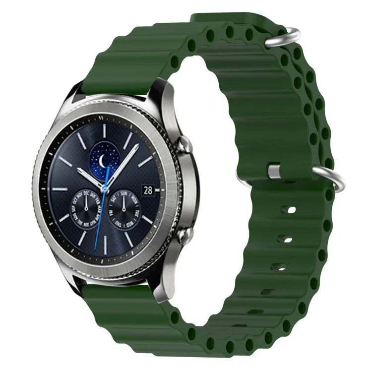 Bracelet de montre 22mm en silicone de style océan de couleur unie, pour Samsung Galaxy Watch3 45mm, pour Samsung Galaxy Watch 46mm, pour Samsung Gear S3 Classic, pour Samsung Gear S3 Frontier