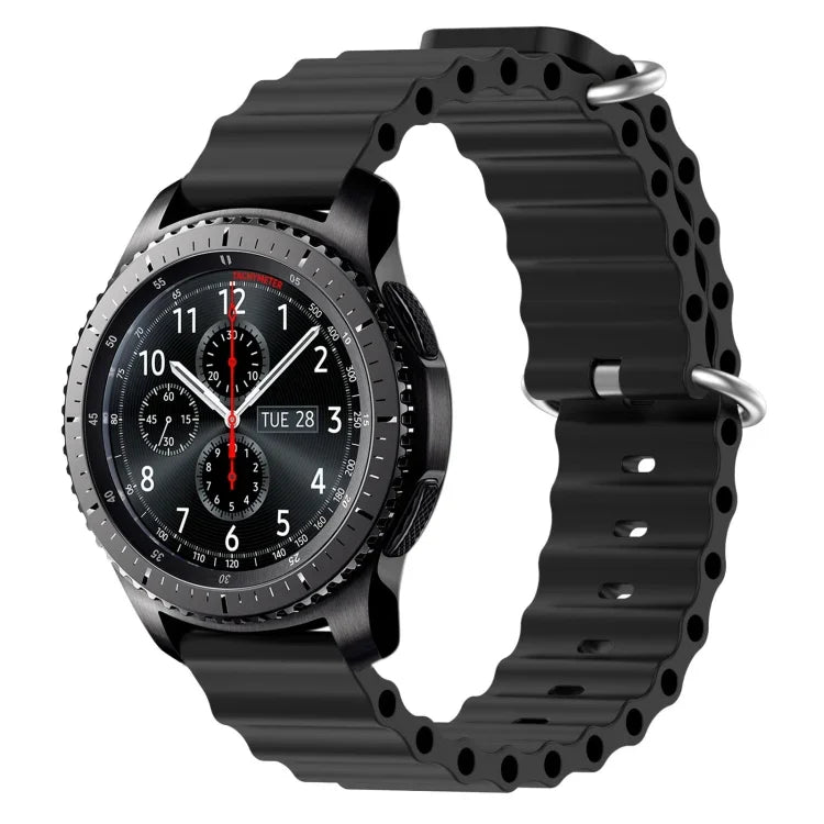 Bracelet de montre 22mm en silicone de style océan de couleur unie, pour Samsung Galaxy Watch3 45mm, pour Samsung Galaxy Watch 46mm, pour Samsung Gear S3 Classic, pour Samsung Gear S3 Frontier