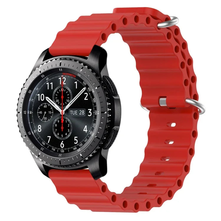Bracelet de montre 22mm en silicone de style océan de couleur unie, pour Samsung Galaxy Watch3 45mm, pour Samsung Galaxy Watch 46mm, pour Samsung Gear S3 Classic, pour Samsung Gear S3 Frontier