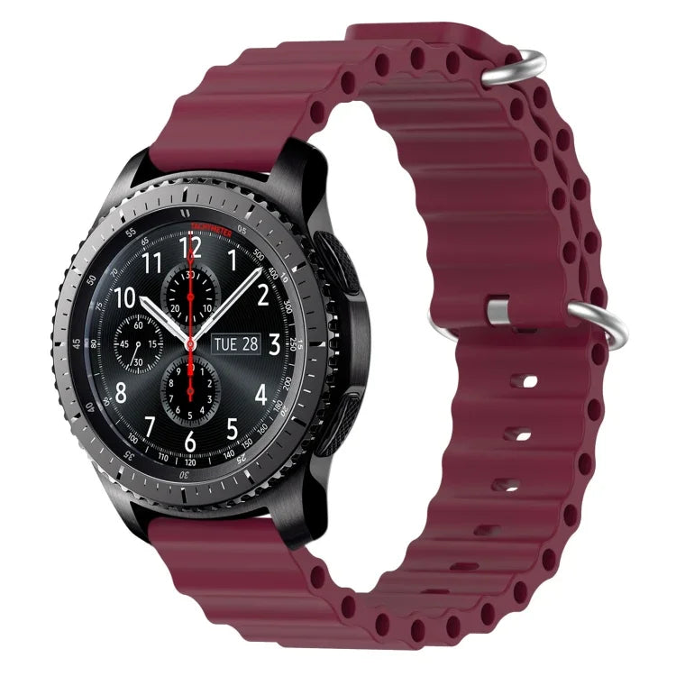 Bracelet de montre 22mm en silicone de style océan de couleur unie, pour Samsung Galaxy Watch3 45mm, pour Samsung Galaxy Watch 46mm, pour Samsung Gear S3 Classic, pour Samsung Gear S3 Frontier
