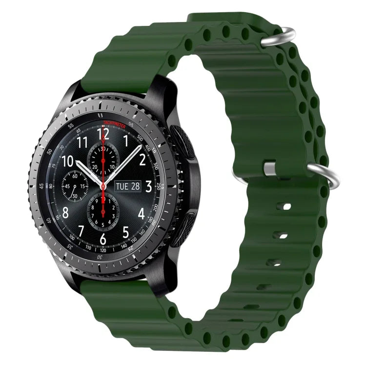 Bracelet de montre 22mm en silicone de style océan de couleur unie, pour Samsung Galaxy Watch3 45mm, pour Samsung Galaxy Watch 46mm, pour Samsung Gear S3 Classic, pour Samsung Gear S3 Frontier