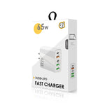 Chargeur multi-ports 65W double PD Type-C + 3 x USB pour téléphone et tablette, prise US, prise US