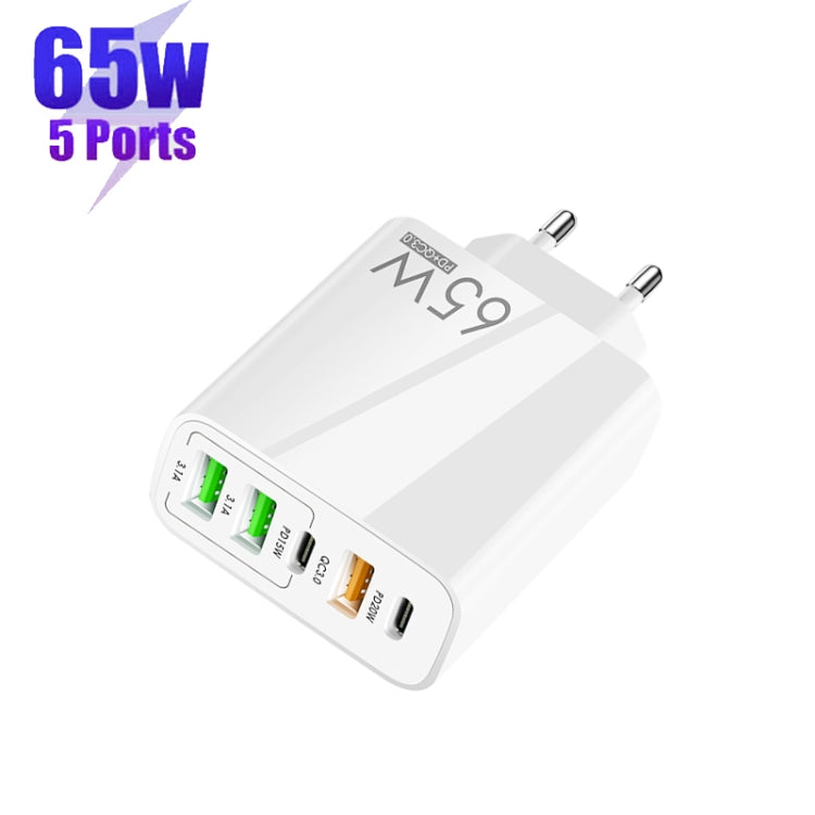 Chargeur multi-ports 65W double PD Type-C + 3 x USB pour téléphone et tablette, prise EU, prise EU