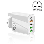 Chargeur multi-ports 65W double PD Type-C + 3 x USB pour téléphone et tablette, prise UK, prise UK