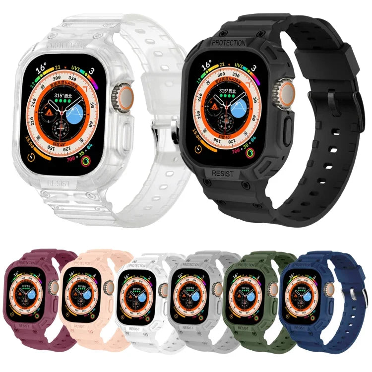 Boîtier JUNSUNMAY intégré en TPU avec bracelet élastique ajustable pour Apple Watch Ultra 3/2/1 49 mm