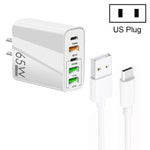 Chargeur multi-port 65W Double PD Type-C + 3 x USB avec câble de données USB 3A vers Type-C, prise US, prise US + câble USB vers Type-C