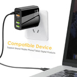 65W Dual PD Type-C + 3 x USB Multi Port Charger with 3A USB to Micro USB Data Cable, EU Plug, EU Plug + USB to Micro USB Cable