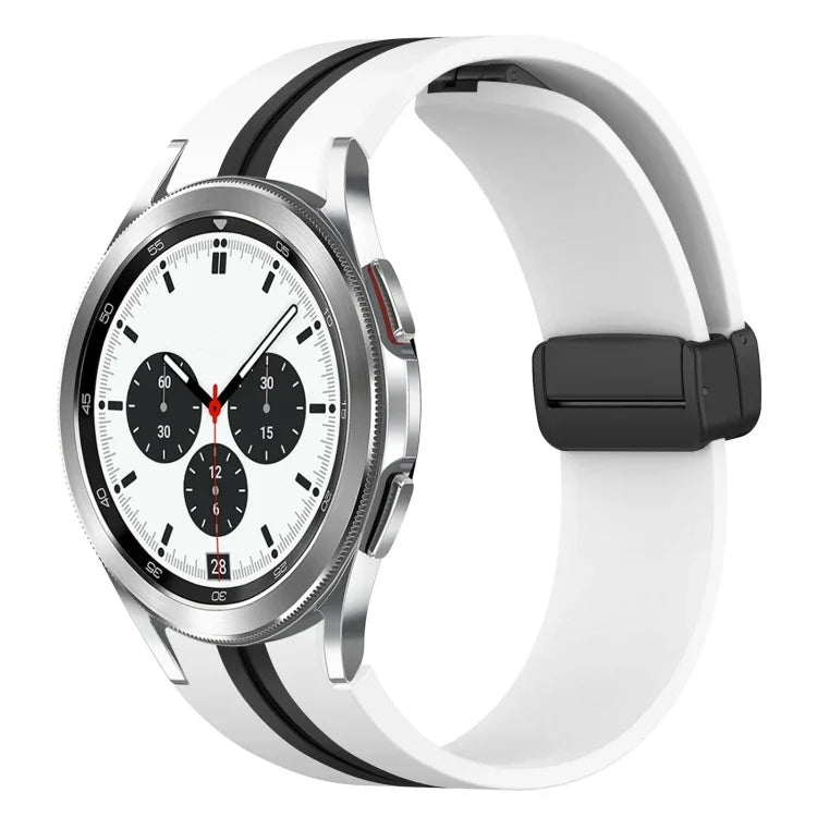 Folding Magnetic Clasp Silicone Watch Band, For Samsung Galaxy Watch 4 Classic 46mm, For Samsung Galaxy Watch 4 Classic 42mm