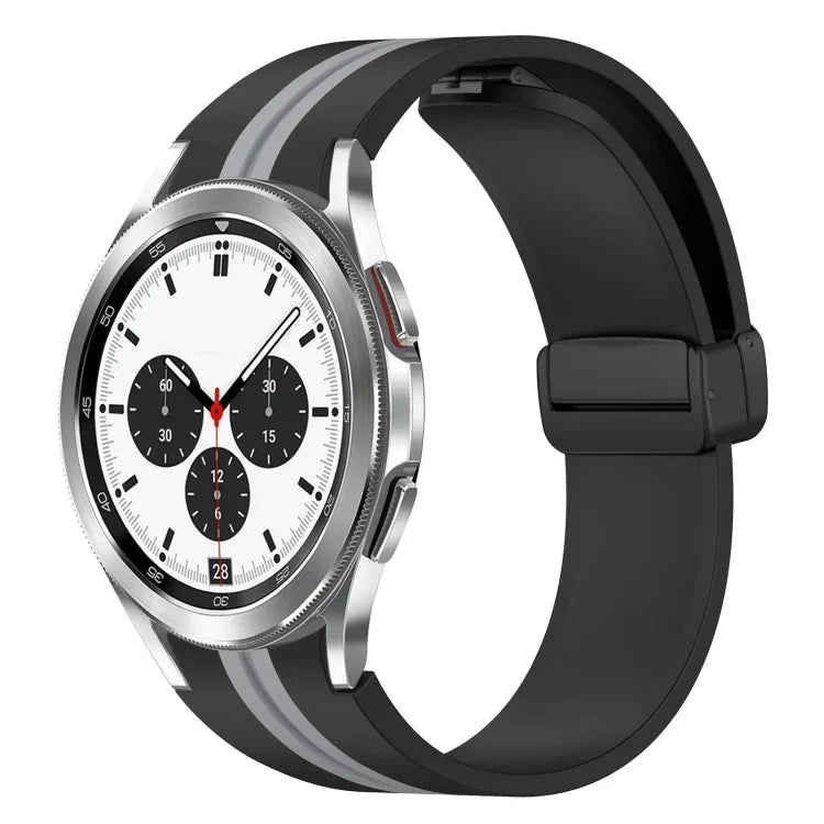 Folding Magnetic Clasp Silicone Watch Band, For Samsung Galaxy Watch 4 Classic 46mm, For Samsung Galaxy Watch 4 Classic 42mm