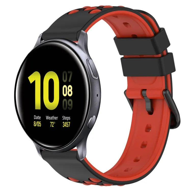 20mm Two-Color Porous Silicone Watch Band, For Samsung Galaxy Watch Active2 44mm, For Samsung Galaxy Watch 42mm