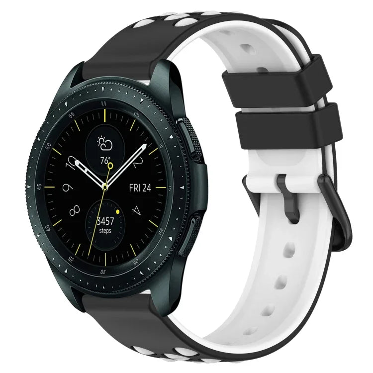 20mm Two-Color Porous Silicone Watch Band, For Samsung Galaxy Watch Active2 44mm, For Samsung Galaxy Watch 42mm