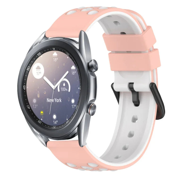 Bracelet de montre en silicone poreux bicolore de 22 mm, pour Samsung Galaxy Watch3 45 mm, pour Samsung Galaxy Watch 46 mm, pour Samsung Gear S3 Classic, pour Samsung Gear S3 Frontier