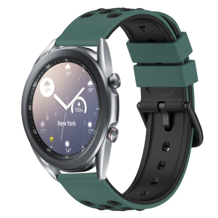 22mm Two-Color Porous Silicone Watch Band, For Samsung Galaxy Watch3 45mm, For Samsung Galaxy Watch 46mm, For Samsung Gear S3 Classic, For Samsung Gear S3 Frontier
