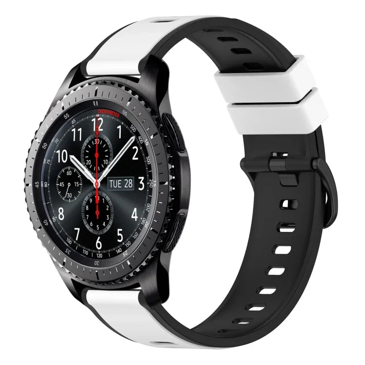 22mm Two-Color Silicone Watch Band, For Samsung Galaxy Watch3 45mm, For Samsung Galaxy Watch 46mm, For Samsung Gear S3 Classic, For Samsung Gear S3 Frontier