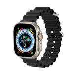 Bracelet de montre Ocean Silicone Metal Head, Pour Apple Watch Ultra 49mm / Series 8&7 45mm, Pour Apple Watch Series 8&7 41mm / SE 2&6&SE&5&4 40mm / 3&2&1 38mm