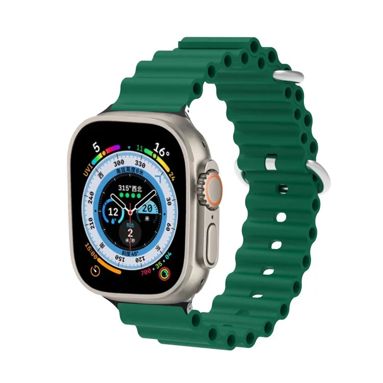 Bracelet de montre Ocean Silicone Metal Head, Pour Apple Watch Ultra 49mm / Series 8&7 45mm, Pour Apple Watch Series 8&7 41mm / SE 2&6&SE&5&4 40mm / 3&2&1 38mm