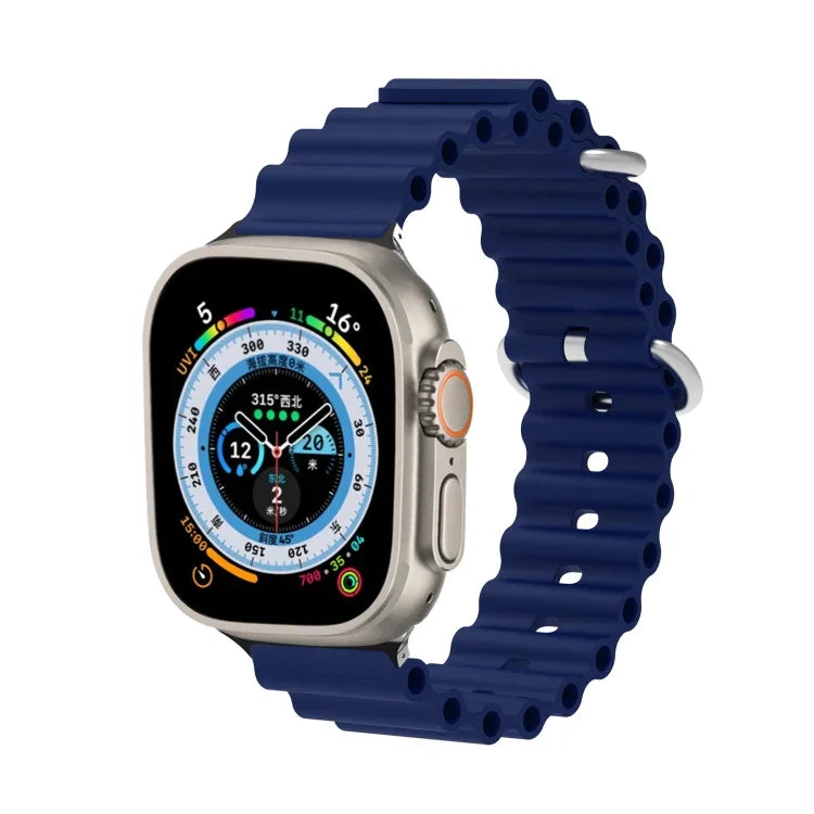 Bracelet de montre Ocean Silicone Metal Head, Pour Apple Watch Ultra 49mm / Series 8&7 45mm, Pour Apple Watch Series 8&7 41mm / SE 2&6&SE&5&4 40mm / 3&2&1 38mm