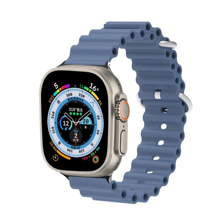 Bracelet de montre Ocean Silicone Metal Head, Pour Apple Watch Ultra 49mm / Series 8&7 45mm, Pour Apple Watch Series 8&7 41mm / SE 2&6&SE&5&4 40mm / 3&2&1 38mm