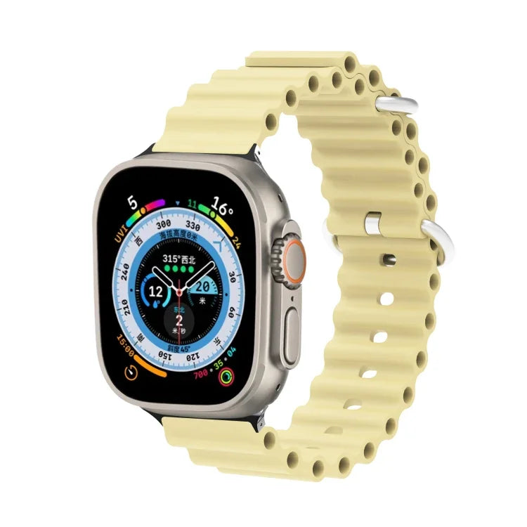 Bracelet de montre Ocean Silicone Metal Head, Pour Apple Watch Ultra 49mm / Series 8&7 45mm, Pour Apple Watch Series 8&7 41mm / SE 2&6&SE&5&4 40mm / 3&2&1 38mm