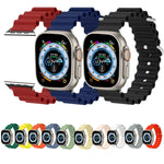 Bracelet de montre Ocean Silicone Metal Head, Pour Apple Watch Ultra 49mm / Series 8&7 45mm, Pour Apple Watch Series 8&7 41mm / SE 2&6&SE&5&4 40mm / 3&2&1 38mm
