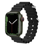 Bracelet de montre Ocean Silicone Metal Head, Pour Apple Watch Ultra 49mm / Series 8&7 45mm, Pour Apple Watch Series 8&7 41mm / SE 2&6&SE&5&4 40mm / 3&2&1 38mm