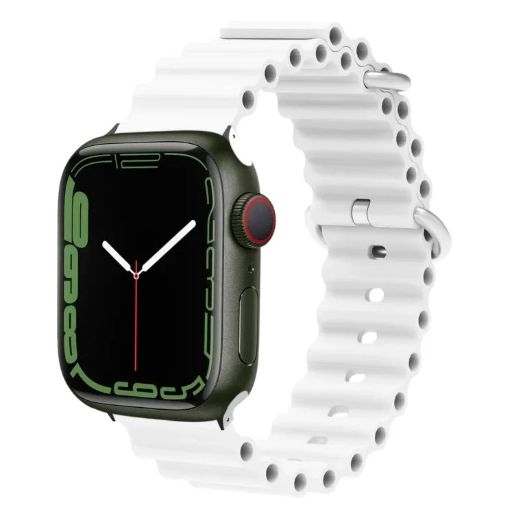 Bracelet de montre Ocean Silicone Metal Head, Pour Apple Watch Ultra 49mm / Series 8&7 45mm, Pour Apple Watch Series 8&7 41mm / SE 2&6&SE&5&4 40mm / 3&2&1 38mm