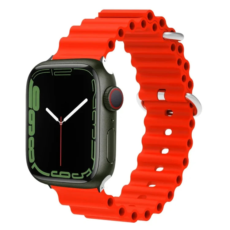 Bracelet de montre Ocean Silicone Metal Head, Pour Apple Watch Ultra 49mm / Series 8&7 45mm, Pour Apple Watch Series 8&7 41mm / SE 2&6&SE&5&4 40mm / 3&2&1 38mm