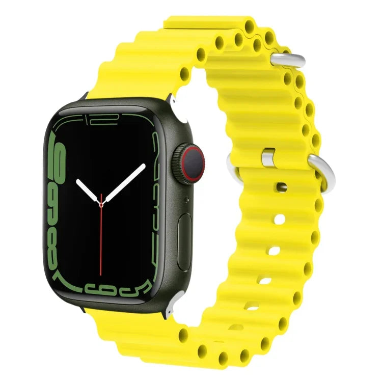 Bracelet de montre Ocean Silicone Metal Head, Pour Apple Watch Ultra 49mm / Series 8&7 45mm, Pour Apple Watch Series 8&7 41mm / SE 2&6&SE&5&4 40mm / 3&2&1 38mm