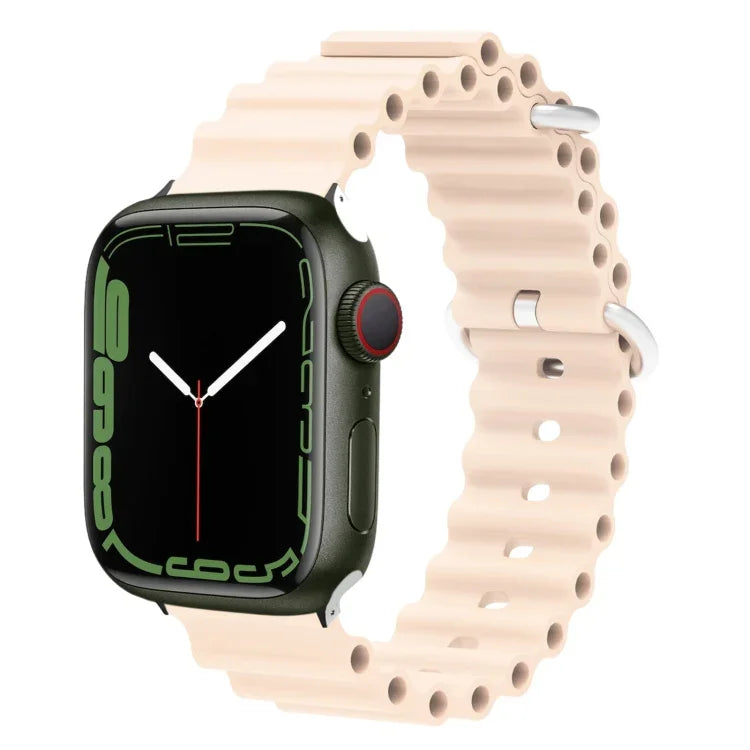Bracelet de montre Ocean Silicone Metal Head, Pour Apple Watch Ultra 49mm / Series 8&7 45mm, Pour Apple Watch Series 8&7 41mm / SE 2&6&SE&5&4 40mm / 3&2&1 38mm