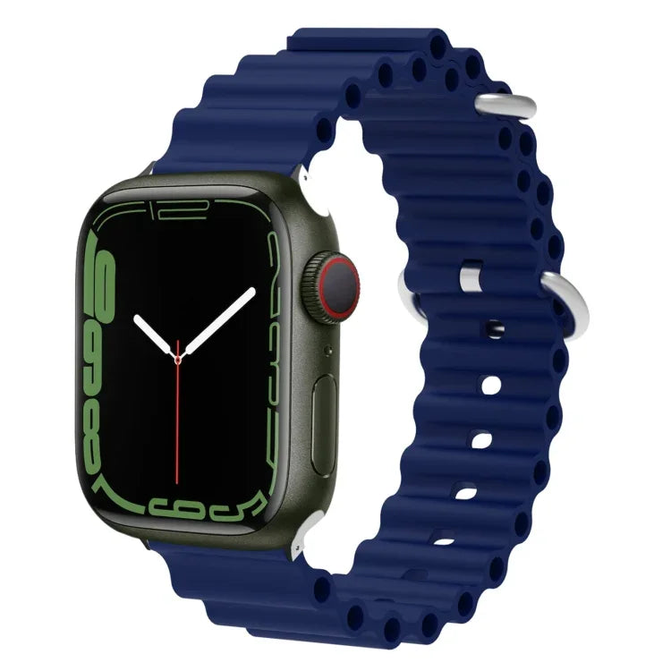Bracelet de montre Ocean Silicone Metal Head, Pour Apple Watch Ultra 49mm / Series 8&7 45mm, Pour Apple Watch Series 8&7 41mm / SE 2&6&SE&5&4 40mm / 3&2&1 38mm