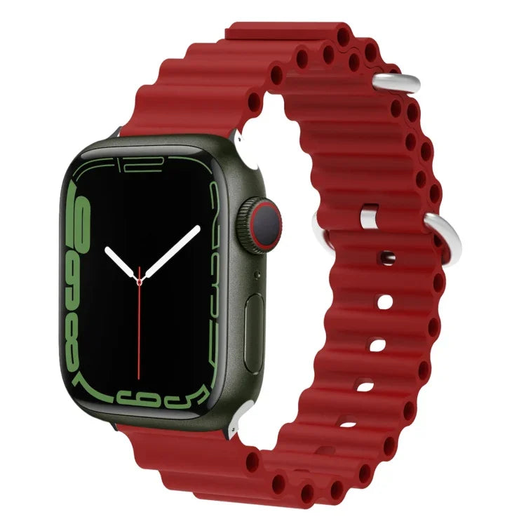 Bracelet de montre Ocean Silicone Metal Head, Pour Apple Watch Ultra 49mm / Series 8&7 45mm, Pour Apple Watch Series 8&7 41mm / SE 2&6&SE&5&4 40mm / 3&2&1 38mm
