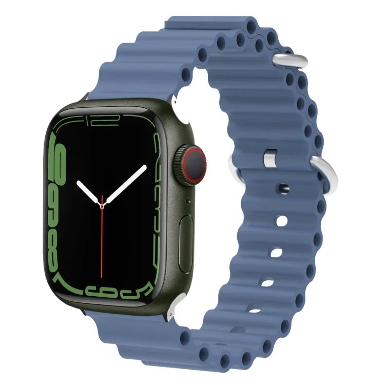 Bracelet de montre Ocean Silicone Metal Head, Pour Apple Watch Ultra 49mm / Series 8&7 45mm, Pour Apple Watch Series 8&7 41mm / SE 2&6&SE&5&4 40mm / 3&2&1 38mm
