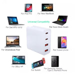 Chargeur multiprise GaN 100W double USB + double USB-C/Type-C avec câble de données Type-C vers Type-C de 2m, prise US, prise US/EU, prise US/UK, prise US/AU, prise US/EU/UK, prise US/EU/UK/AU