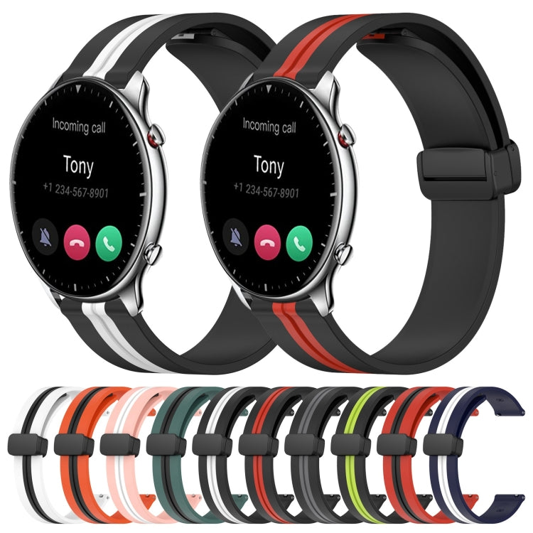 22mm Folding Magnetic Clasp Silicone Watch Band, For Amazfit GTR 2, For Amazfit 3, For Amazfit GTR 47mm