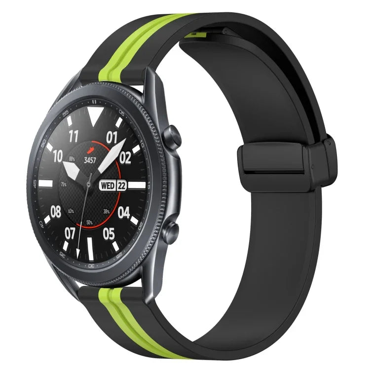 22mm Folding Magnetic Clasp Silicone Watch Band, For Samsung Galaxy Watch3 45mm, For Samsung Galaxy Watch 46mm, For Samsung Gear S3 Classic, For Samsung Gear S3 Frontier